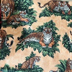 2 7/8 yards of tigers in green foliage light cotton Cranston Village fabric.